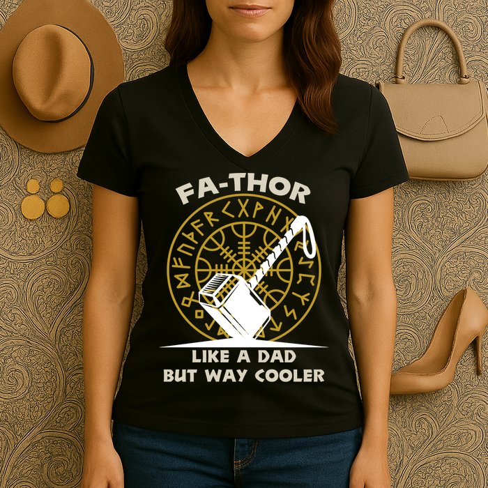 Fa-Thor Like a Dad But Way Cooler Women's V-Neck T-Shirt