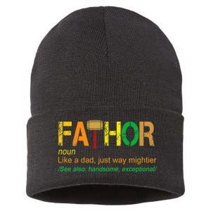 Fa-thor Like Dad Just Way Mightier Sustainable Knit Beanie