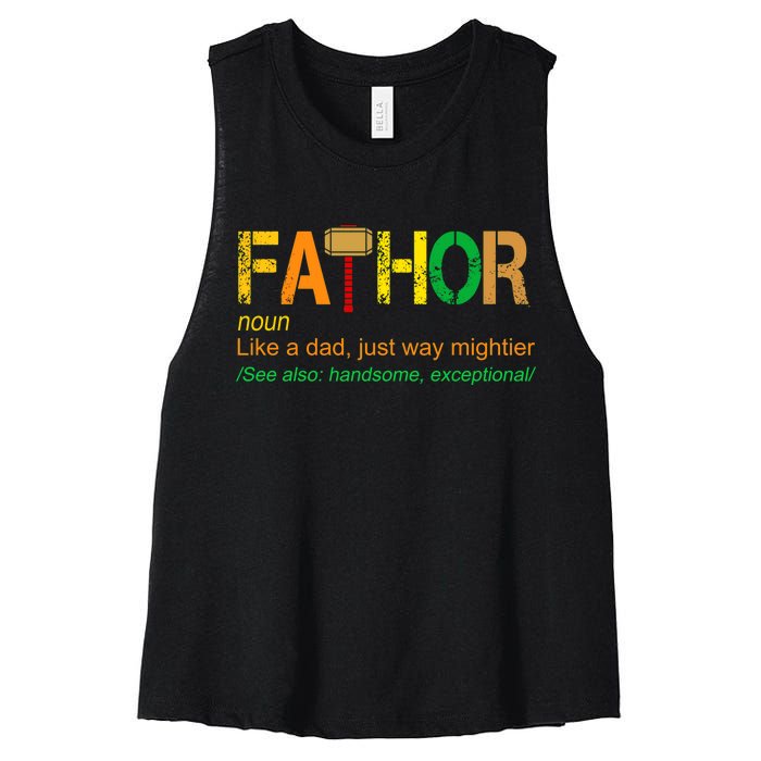 Fa-thor Like Dad Just Way Mightier Women's Racerback Cropped Tank