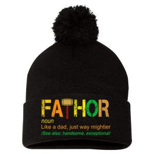 Fa-thor Like Dad Just Way Mightier Pom Pom 12in Knit Beanie