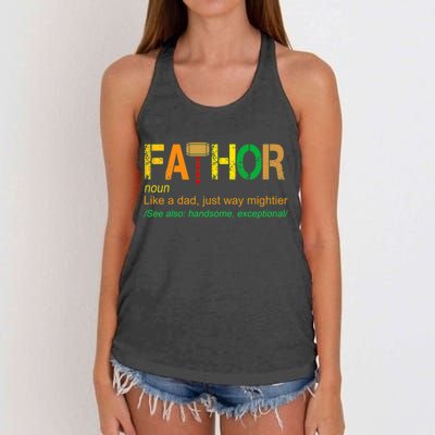 Fa-thor Like Dad Just Way Mightier Women's Knotted Racerback Tank