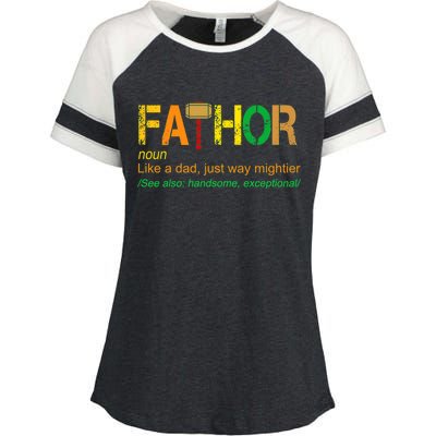 Fa-thor Like Dad Just Way Mightier Enza Ladies Jersey Colorblock Tee