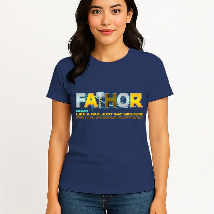 Fa-Thor Mighty Dad Lightning Womens T-Shirt