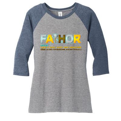 Fa-Thor Mighty Dad Lightning Women's Tri-Blend 3/4-Sleeve Raglan Shirt