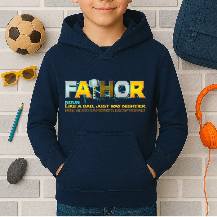 Fa-Thor Mighty Dad Lightning Kids Hoodie