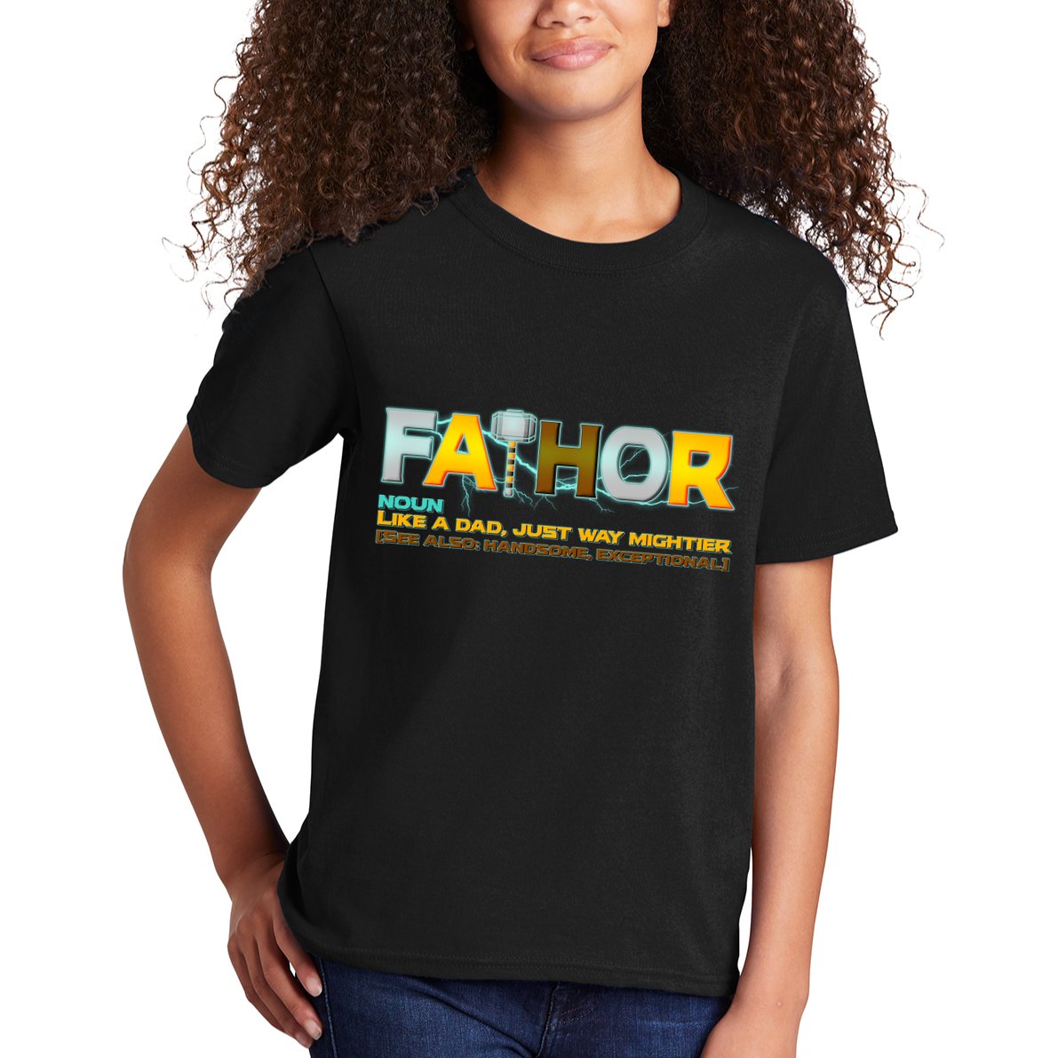 Fa-Thor Mighty Dad Lightning Kids T-Shirt