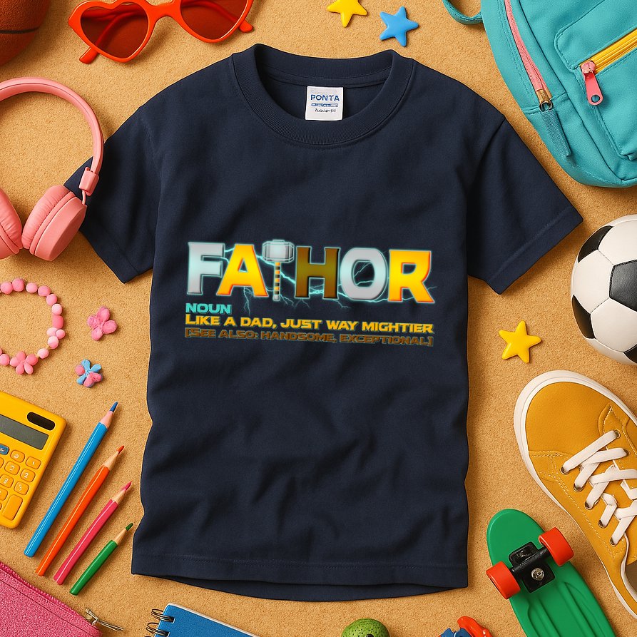Fa-Thor Mighty Dad Lightning Kids T-Shirt