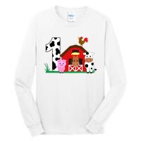 Farm Animals 1st Birthday 1 Year Old Birthday Party Tall Long Sleeve T-Shirt