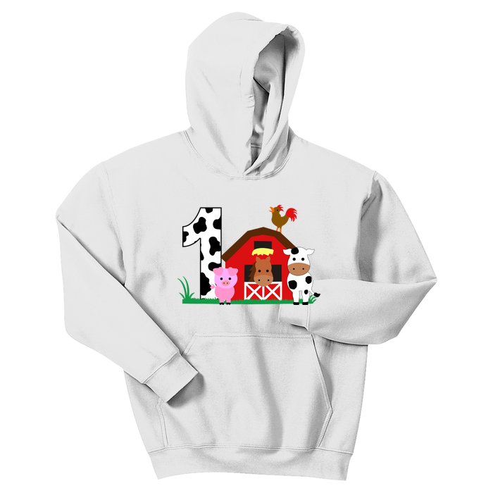 Farm Animals 1st Birthday 1 Year Old Birthday Party Kids Hoodie