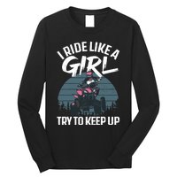 Funny ATV 4 Wheeler Design For Girls Wo Quad Riding Long Sleeve Shirt