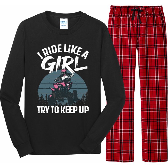 Funny ATV 4 Wheeler Design For Girls Wo Quad Riding Long Sleeve Pajama Set