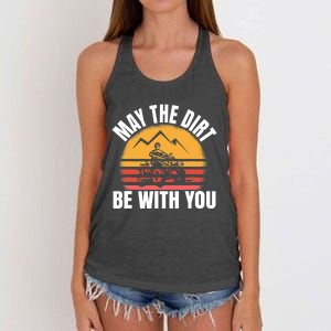 Funny ATV 4 Wheeler Quad Riding May The Dirt Be With You Women's Knotted Racerback Tank