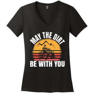 Funny ATV 4 Wheeler Quad Riding May The Dirt Be With You Women's V-Neck T-Shirt