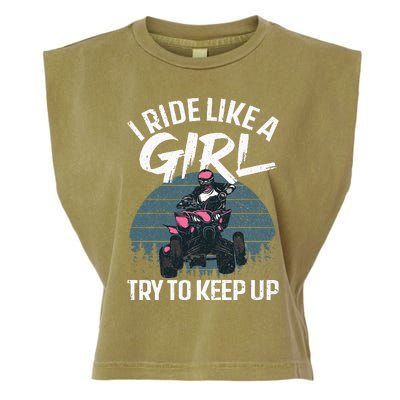 Funny ATV 4 Wheeler Design For Women Quad Riding Garment-Dyed Women's Muscle Tee