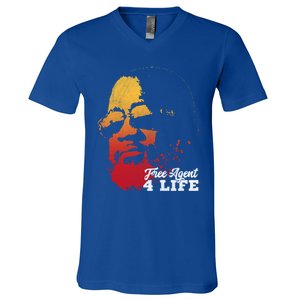 Free Agent 4 Life Coach Gang Wear Retro Graphic Tee V-Neck T-Shirt