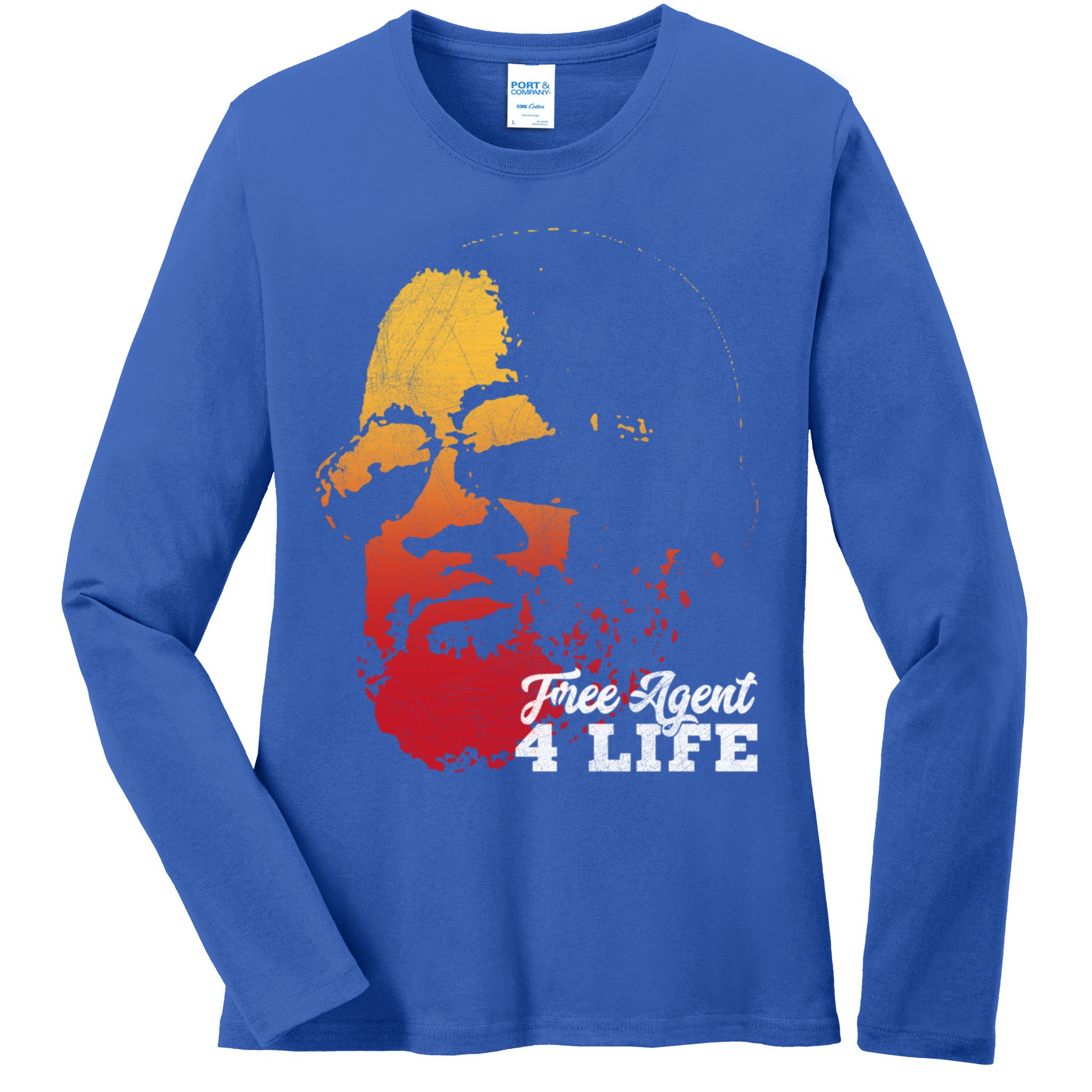 Free Agent 4 Life Coach Gang Wear Retro Graphic Tee Ladies Long Sleeve Shirt