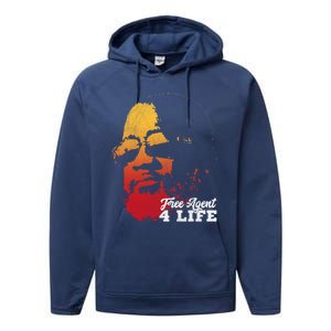 Free Agent 4 Life Coach Gang Wear Retro Graphic Tee Performance Fleece Hoodie