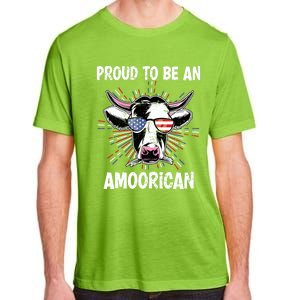 Funny Amoorican 4th Of July Usa Flag Patriotic Cow Farmer Gift Adult ChromaSoft Performance T-Shirt