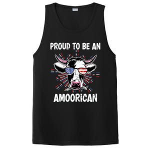 Funny Amoorican 4th Of July Usa Flag Patriotic Cow Farmer Gift PosiCharge Competitor Tank