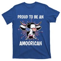 Funny Amoorican 4th Of July Usa Flag Patriotic Cow Farmer Gift T-Shirt