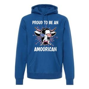 Funny Amoorican 4th Of July Usa Flag Patriotic Cow Farmer Gift Premium Hoodie