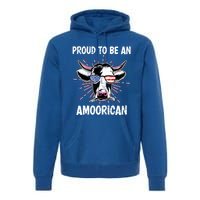 Funny Amoorican 4th Of July Usa Flag Patriotic Cow Farmer Gift Premium Hoodie