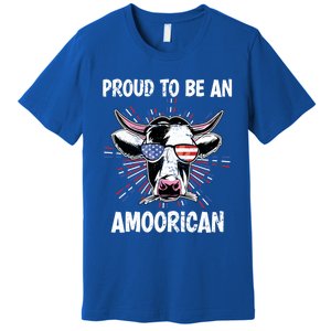 Funny Amoorican 4th Of July Usa Flag Patriotic Cow Farmer Gift Premium T-Shirt