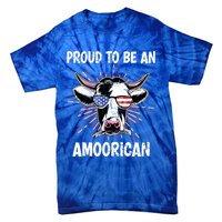 Funny Amoorican 4th Of July Usa Flag Patriotic Cow Farmer Gift Tie-Dye T-Shirt