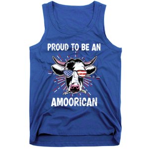 Funny Amoorican 4th Of July Usa Flag Patriotic Cow Farmer Gift Tank Top