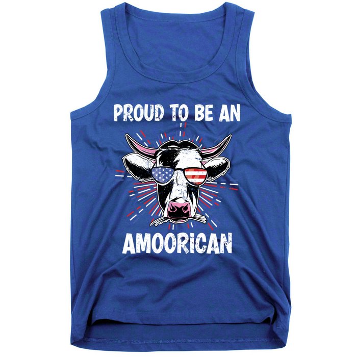 Funny Amoorican 4th Of July Usa Flag Patriotic Cow Farmer Gift Tank Top