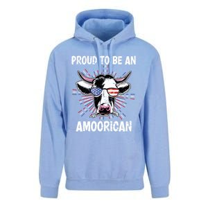 Funny Amoorican 4th Of July Usa Flag Patriotic Cow Farmer Gift Unisex Surf Hoodie