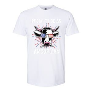 Funny Amoorican 4th Of July Usa Flag Patriotic Cow Farmer Gift Softstyle CVC T-Shirt