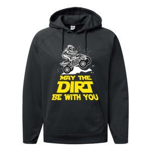 Funny ATV 4 Wheeler Quad Riding May The Dirt Be With You Performance Fleece Hoodie