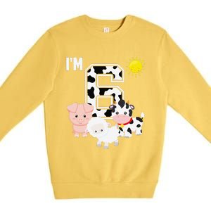 Farm Animals 6th Birthday 6 Year Old Birthday Party Premium Crewneck Sweatshirt