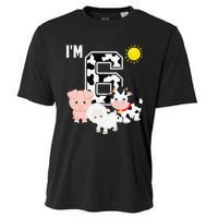 Farm Animals 6th Birthday 6 Year Old Birthday Party Cooling Performance Crew T-Shirt