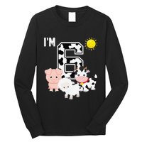 Farm Animals 6th Birthday 6 Year Old Birthday Party Long Sleeve Shirt