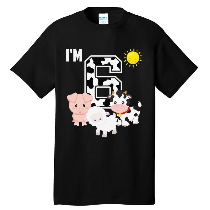 Farm Animals 6th Birthday 6 Year Old Birthday Party Tall T-Shirt