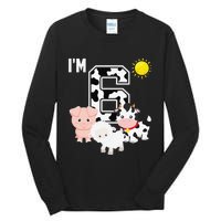 Farm Animals 6th Birthday 6 Year Old Birthday Party Tall Long Sleeve T-Shirt