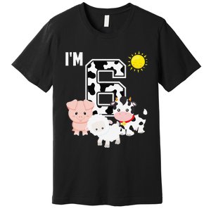 Farm Animals 6th Birthday 6 Year Old Birthday Party Premium T-Shirt