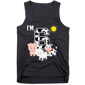 Farm Animals 6th Birthday 6 Year Old Birthday Party Tank Top