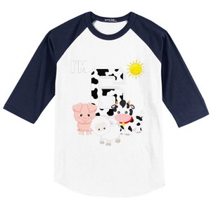 Farm Animals 6th Birthday 6 Year Old Birthday Party Baseball Sleeve Shirt