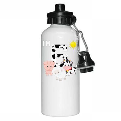 Farm Animals 6th Birthday 6 Year Old Birthday Party Aluminum Water Bottle 