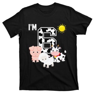 Farm Animals 6th Birthday 6 Year Old Birthday Party T-Shirt