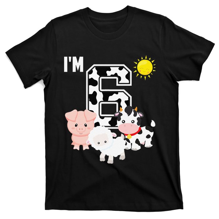 Farm Animals 6th Birthday 6 Year Old Birthday Party T-Shirt