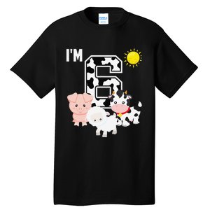 Farm Animals 6th Birthday 6 Year Old Birthday Party Tall T-Shirt