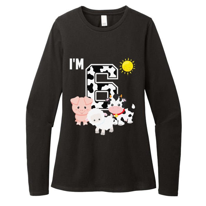 Farm Animals 6th Birthday 6 Year Old Birthday Party Womens CVC Long Sleeve Shirt