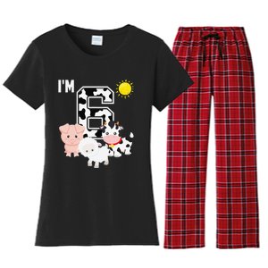 Farm Animals 6th Birthday 6 Year Old Birthday Party Women's Flannel Pajama Set