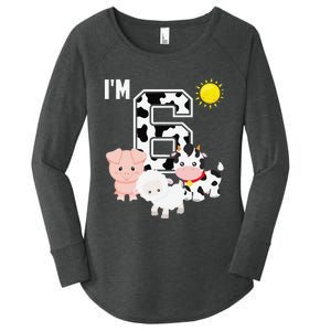 Farm Animals 6th Birthday 6 Year Old Birthday Party Women's Perfect Tri Tunic Long Sleeve Shirt