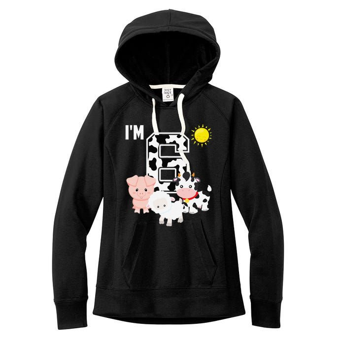 Farm Animals 6th Birthday 6 Year Old Birthday Party Women's Fleece Hoodie