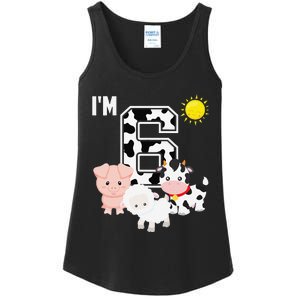 Farm Animals 6th Birthday 6 Year Old Birthday Party Ladies Essential Tank